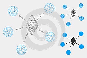 Ethereum Net Structure Vector Mesh 2D Model and Triangle Mosaic Icon