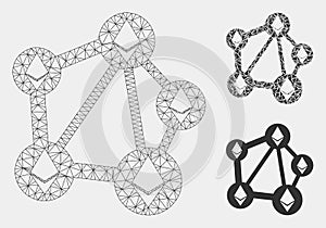 Ethereum Network Vector Mesh Network Model and Triangle Mosaic Icon