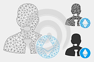 Ethereum Operator Manager Vector Mesh Wire Frame Model and Triangle Mosaic Icon