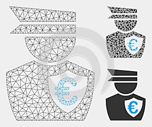 Euro Commissioner Vector Mesh Network Model and Triangle Mosaic Icon photo