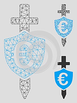 Euro Shield Vector Mesh Carcass Model and Triangle Mosaic Icon