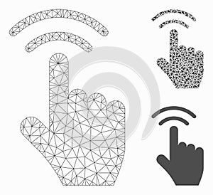 Finger Click Vector Mesh Wire Frame Model and Triangle Mosaic Icon