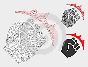 Fist Strike Vector Mesh Wire Frame Model and Triangle Mosaic Icon