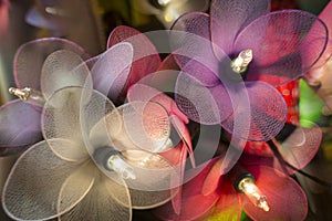 Mesh flower Christmas lights with various colors