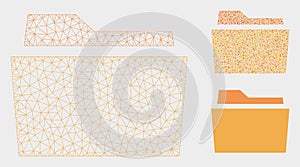Folder Vector Mesh Wire Frame Model and Triangle Mosaic Icon