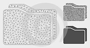 Folders Vector Mesh Network Model and Triangle Mosaic Icon