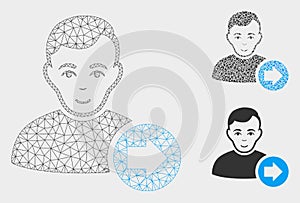 Following User Vector Mesh Carcass Model and Triangle Mosaic Icon