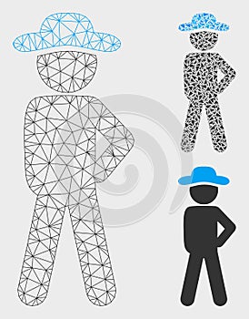 Gentleman Audacity Vector Mesh 2D Model and Triangle Mosaic Icon photo