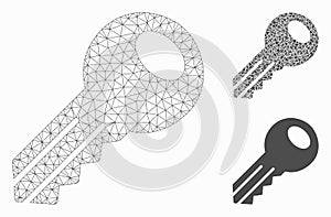 Key Vector Mesh Wire Frame Model and Triangle Mosaic Icon