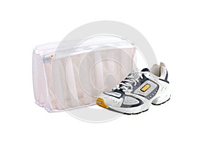 Mesh laundry bag to fill sport shoe