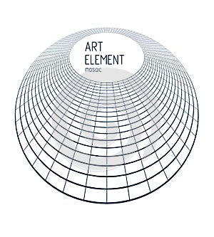 Mesh lines 3d vector design in a shape of circle, abstract background dimensional low poly art.