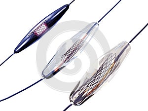 mesh metal nitinol self-expandable stent 3D rendering for endovascular surgery isolated on white background. Clipping path