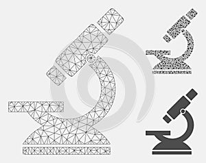 Microscope Vector Mesh 2D Model and Triangle Mosaic Icon