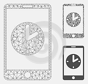 Mobile Time Vector Mesh 2D Model and Triangle Mosaic Icon