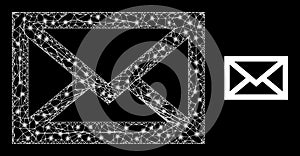 Network Mail Envelope Mesh Icon with Glare Lightspots