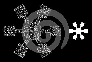Net Node Links Web Mesh Icon with Glare Lightspots