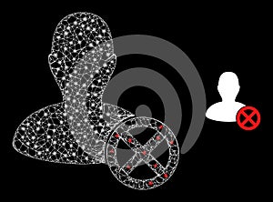 Hatched Reject User Mesh Icon with Glare Lightspots