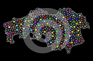 Mesh Network Map of North Brabant Province with Bright Light Spots