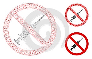No Syringe Vector Mesh 2D Model and Triangle Mosaic Icon
