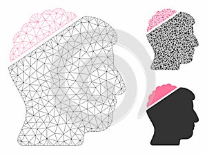 Open Mind Vector Mesh Wire Frame Model and Triangle Mosaic Icon