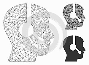 Operator Vector Mesh Wire Frame Model and Triangle Mosaic Icon