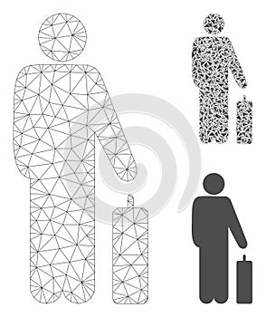 Passenger Vector Mesh Carcass Model and Triangle Mosaic Icon photo