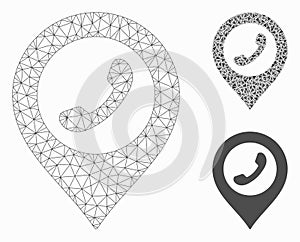 Phone Marker Vector Mesh Network Model and Triangle Mosaic Icon
