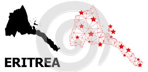 Mesh Polygonal Map of Eritrea with Red Stars
