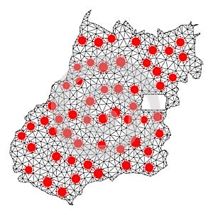 Mesh Polygonal Map of Goias State with Red Virus Elements