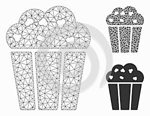 Popcorn Bucket Vector Mesh Network Model and Triangle Mosaic Icon