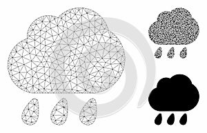 Rain Vector Mesh Carcass Model and Triangle Mosaic Icon