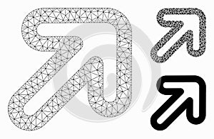 Right-Up Arrow Vector Mesh Carcass Model and Triangle Mosaic Icon