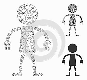 Robot Vector Mesh Network Model and Triangle Mosaic Icon