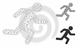 Running Man Vector Mesh 2D Model and Triangle Mosaic Icon