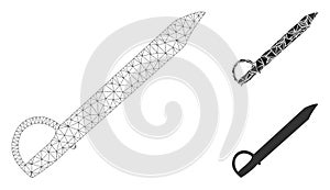 Saber Vector Mesh Wire Frame Model and Triangle Mosaic Icon