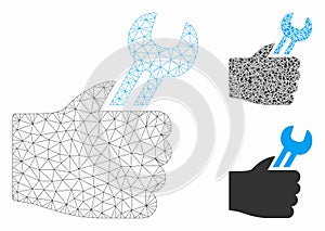 Service Hand Vector Mesh Network Model and Triangle Mosaic Icon