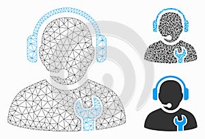 Service Operator Vector Mesh Wire Frame Model and Triangle Mosaic Icon