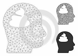 Shit Brain Vector Mesh Carcass Model and Triangle Mosaic Icon