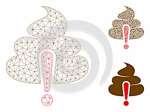 Shit Caution Vector Mesh Carcass Model and Triangle Mosaic Icon