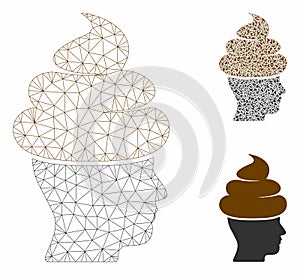 Shit Guy Vector Mesh Wire Frame Model and Triangle Mosaic Icon