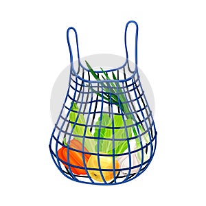 Mesh Shopping Bag as Everyday Reused Object Vector Illustration