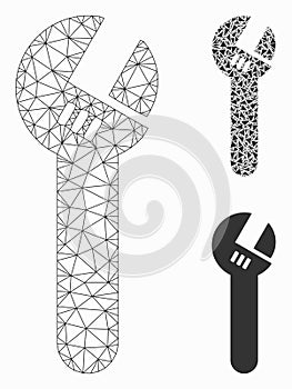 Spanner Vector Mesh Wire Frame Model and Triangle Mosaic Icon
