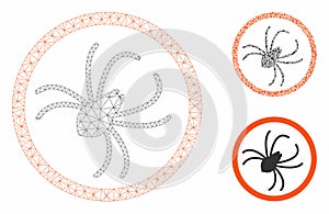 Spider Vector Mesh Network Model and Triangle Mosaic Icon