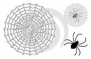 Spider Net Vector Mesh Carcass Model and Triangle Mosaic Icon