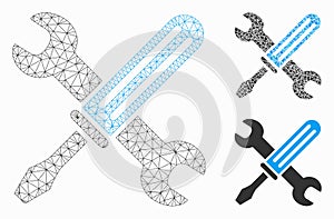 Tools Vector Mesh Carcass Model and Triangle Mosaic Icon