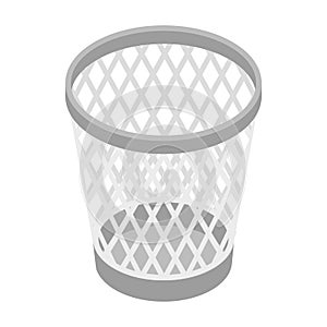 Mesh trash basket icon, isometric 3d style