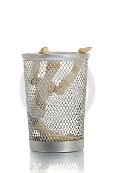 Mesh trash bin with manikin