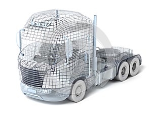 Mesh truck isolated on white