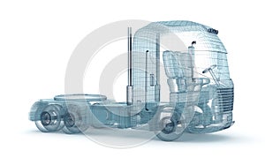 Mesh truck isolated on white . 3D illustration