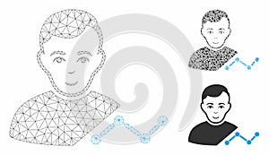 User Chart Vector Mesh Network Model and Triangle Mosaic Icon